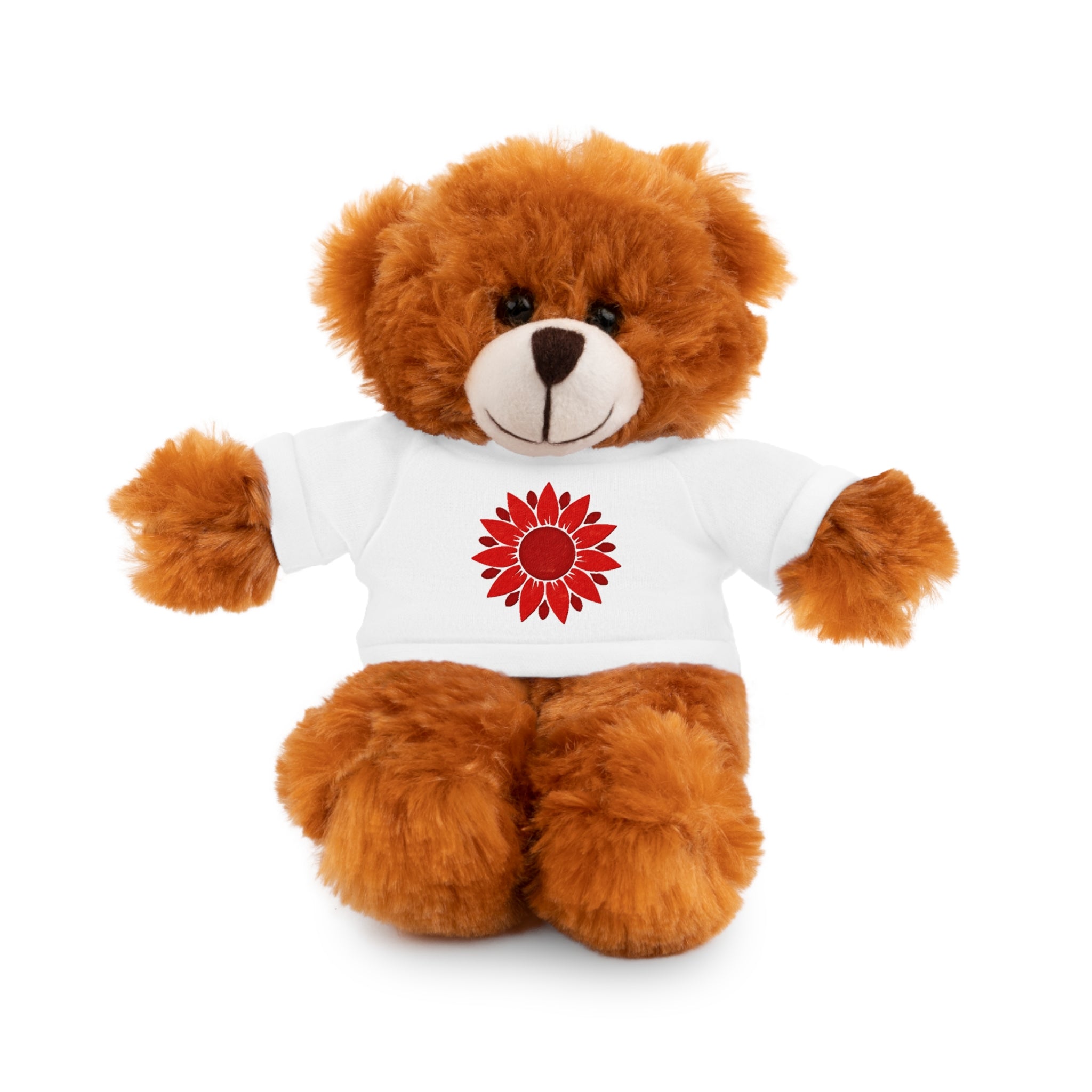 Red Petal Project logo Stuffed Bear with Custom Tee - Perfect Gift for Kids, Birthdays, Baby Showers, Cuddly Companion, Fun Décor, Personalized Gift