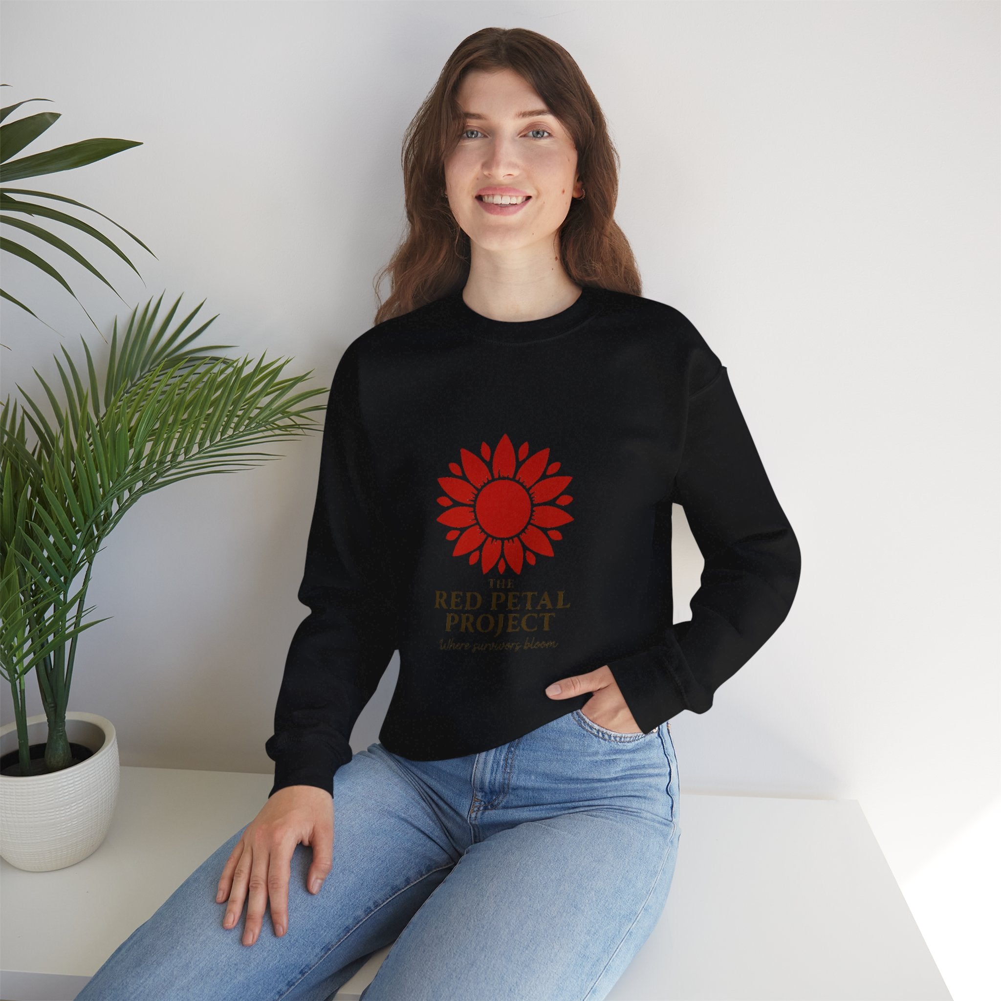 Red Petal Project Crewneck Sweatshirt - Cozy Gift, Unisex Fashion, Casual Wear, Fundraising Apparel, Sustainable Fashion