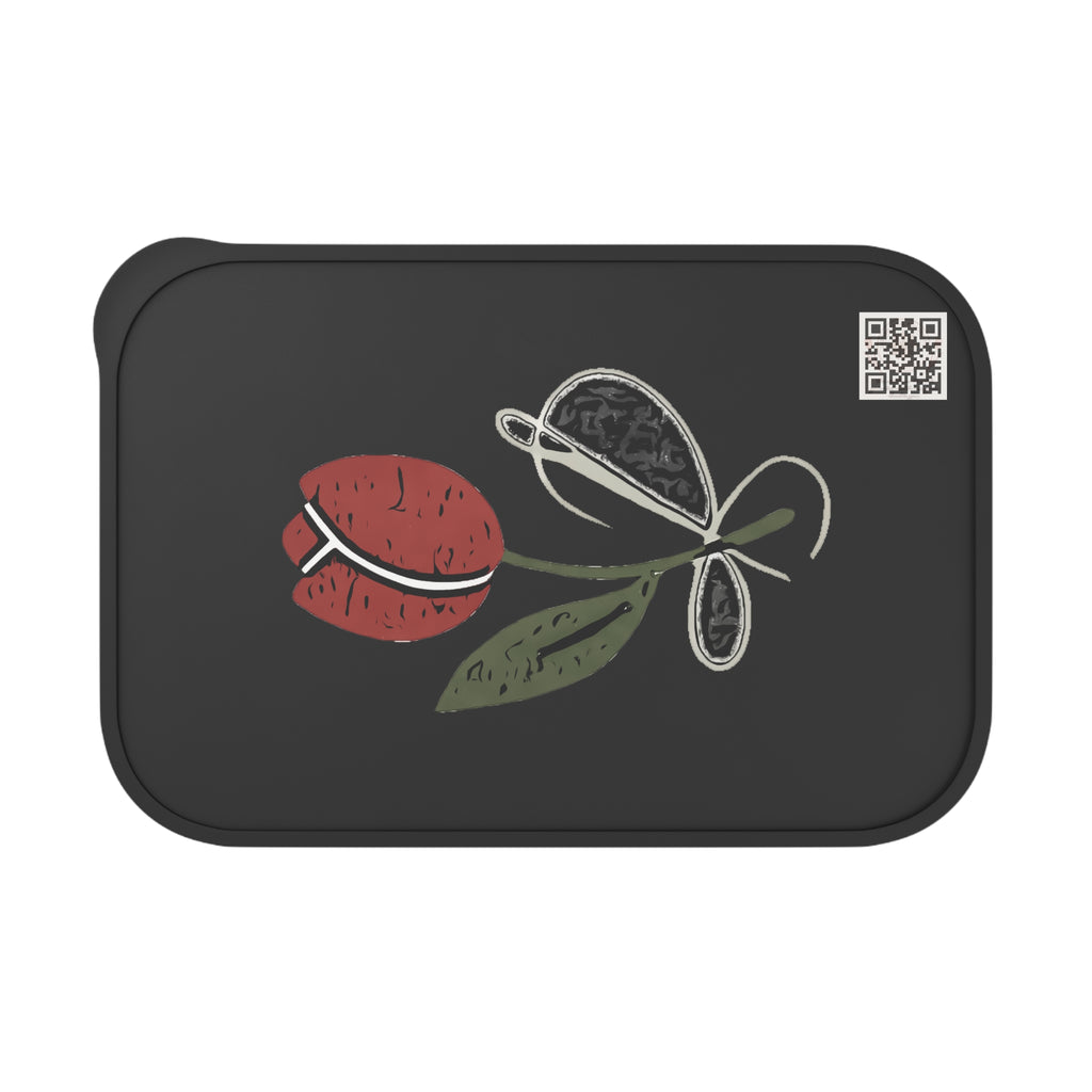 Tulip & Thread Sketch logo PLA Bento Box with Band & Utensils — Eco-Friendly Lunch Container