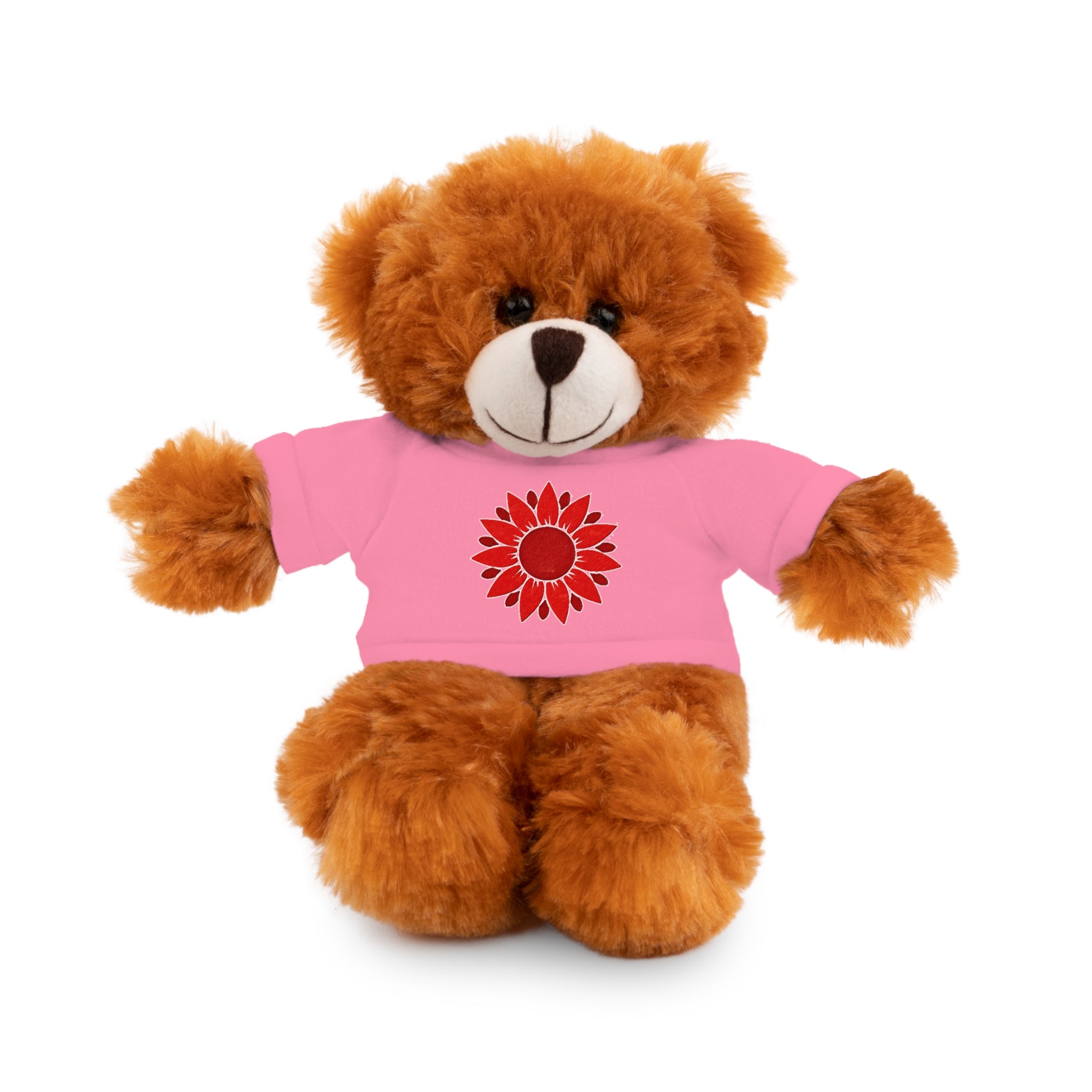 Red Petal Project logo Stuffed Bear with Custom Tee - Perfect Gift for Kids, Birthdays, Baby Showers, Cuddly Companion, Fun Décor, Personalized Gift
