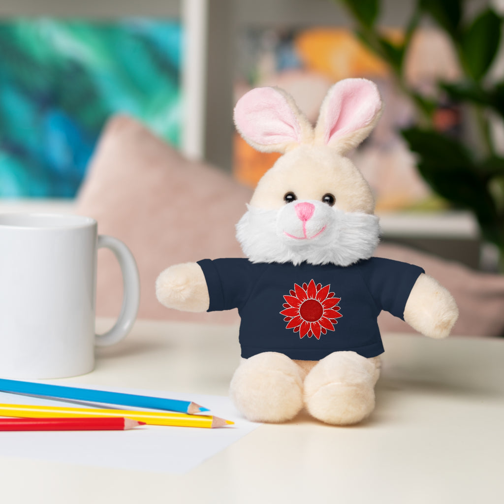 Red Petal Project logo Stuffed Bear with Custom Tee - Perfect Gift for Kids, Birthdays, Baby Showers, Cuddly Companion, Fun Décor, Personalized Gift