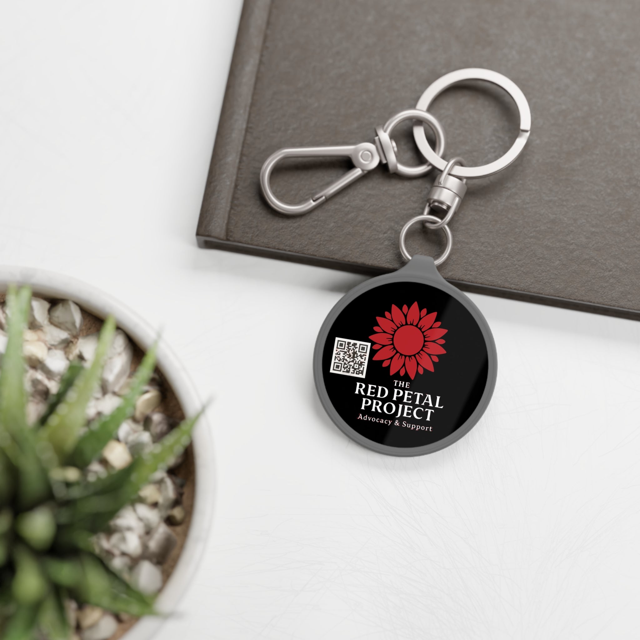 Red Petal Project Keyring Tag - Advocacy Support Charm, Personalized Keychain, Gift for Awareness, Fundraising, Memorial Key Tag