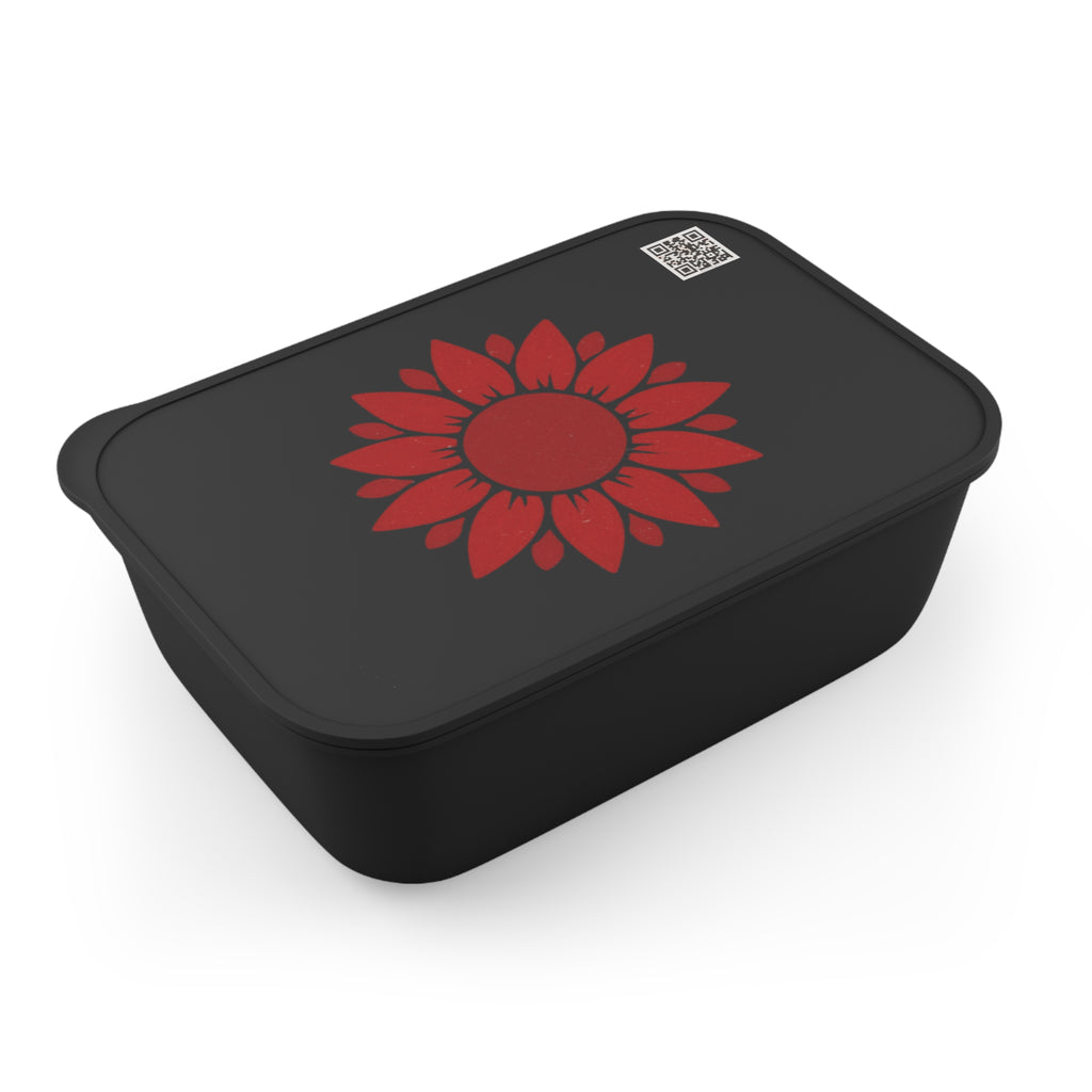 Red Sunflower Bento Box with Utensils - Eco PLA Lunch Container