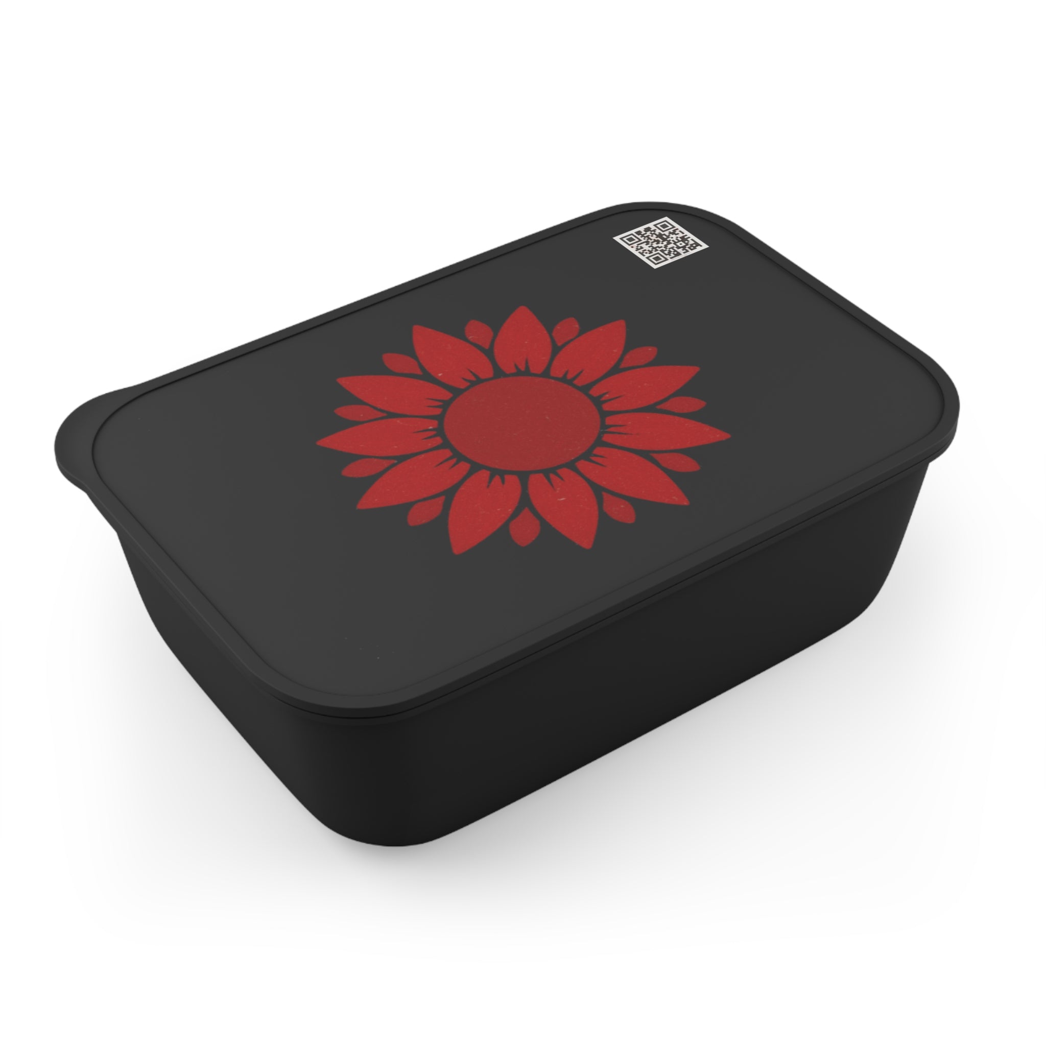 Red Sunflower Bento Box with Utensils - Eco PLA Lunch Container