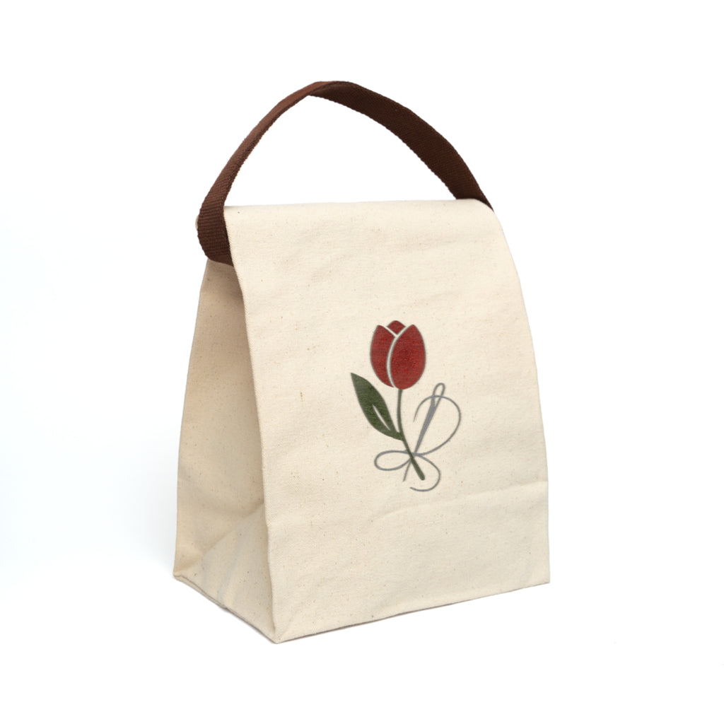 Canvas Lunch Bag — Tulip & Thread sketch logo Lunch Tote with Strap
