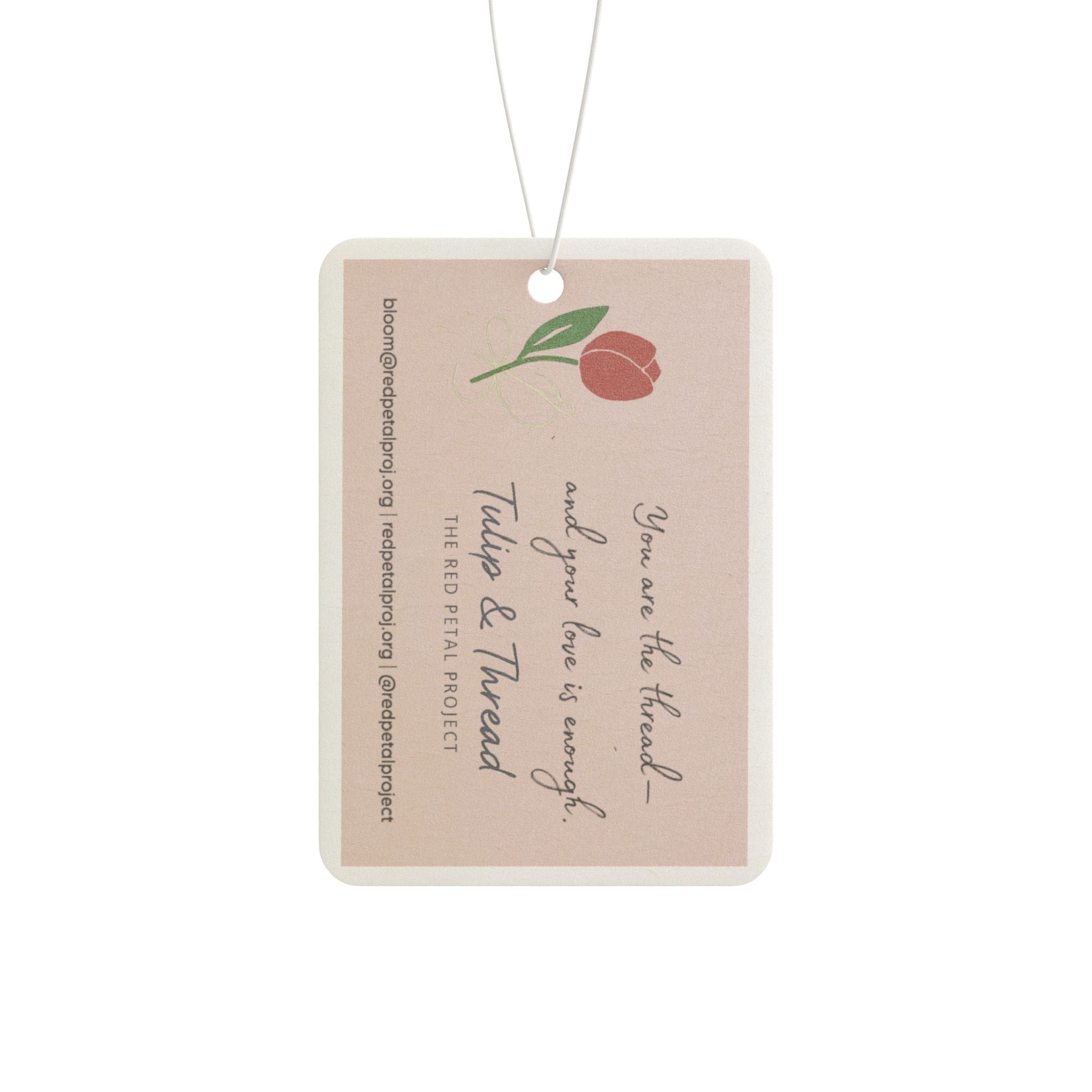 Charming Tulip & Thread Car Air Freshener | Scented Gift for Travel Lovers, Home Car Decor, Floral Design, Car Accessories, Gift for Her