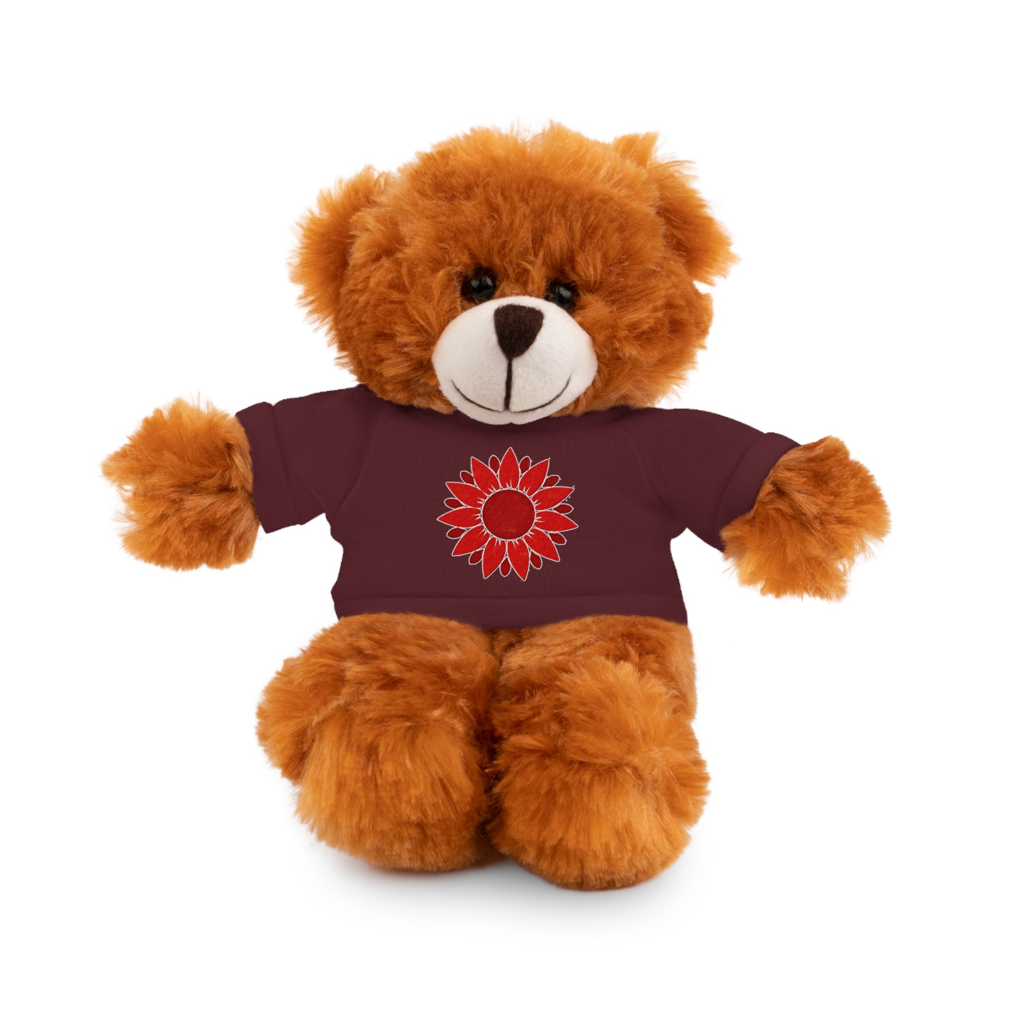 Red Petal Project logo Stuffed Bear with Custom Tee - Perfect Gift for Kids, Birthdays, Baby Showers, Cuddly Companion, Fun Décor, Personalized Gift