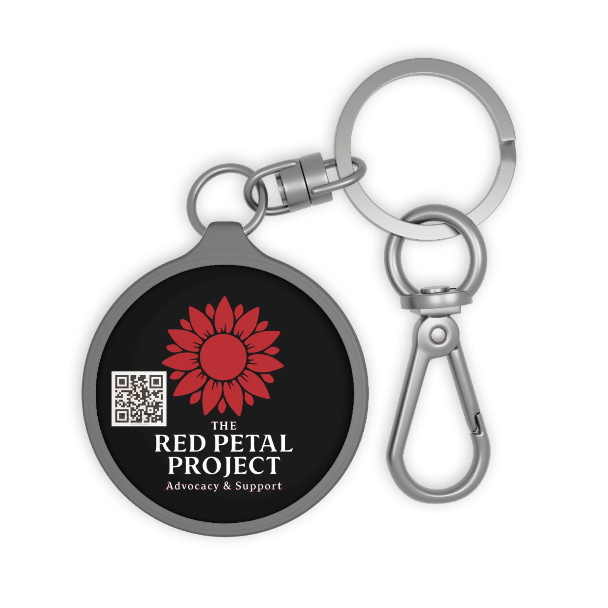Red Petal Project Keyring Tag - Advocacy Support Charm, Personalized Keychain, Gift for Awareness, Fundraising, Memorial Key Tag