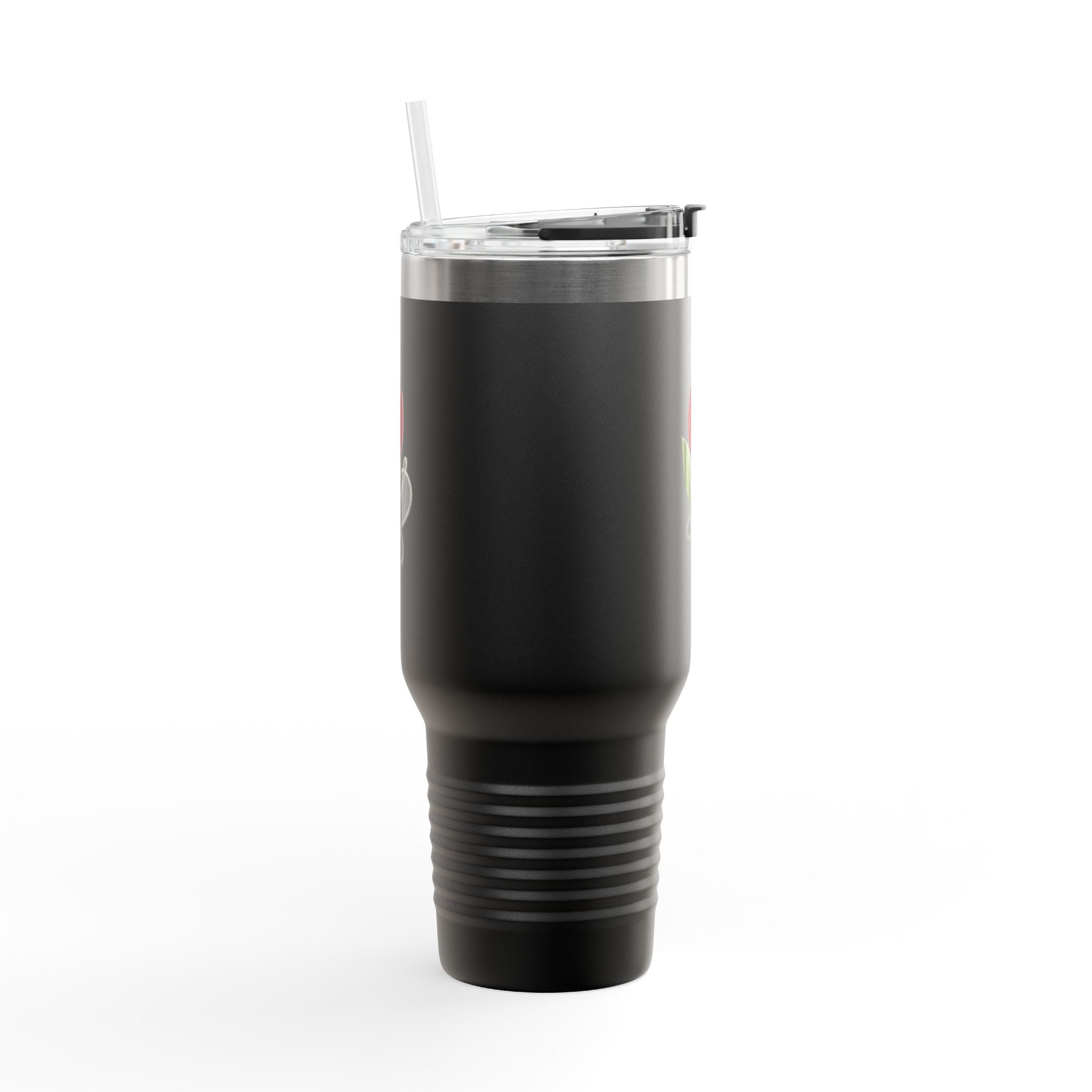Tulip & Thread sketch logo 40oz Insulated Travel Mug – Spill‑Proof Tumbler with Handle & Straw