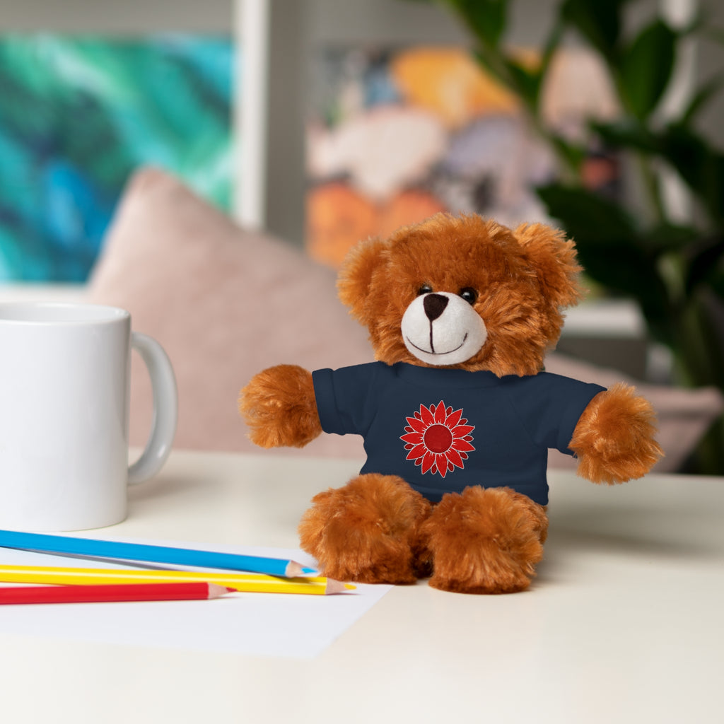 Red Petal Project logo Stuffed Bear with Custom Tee - Perfect Gift for Kids, Birthdays, Baby Showers, Cuddly Companion, Fun Décor, Personalized Gift