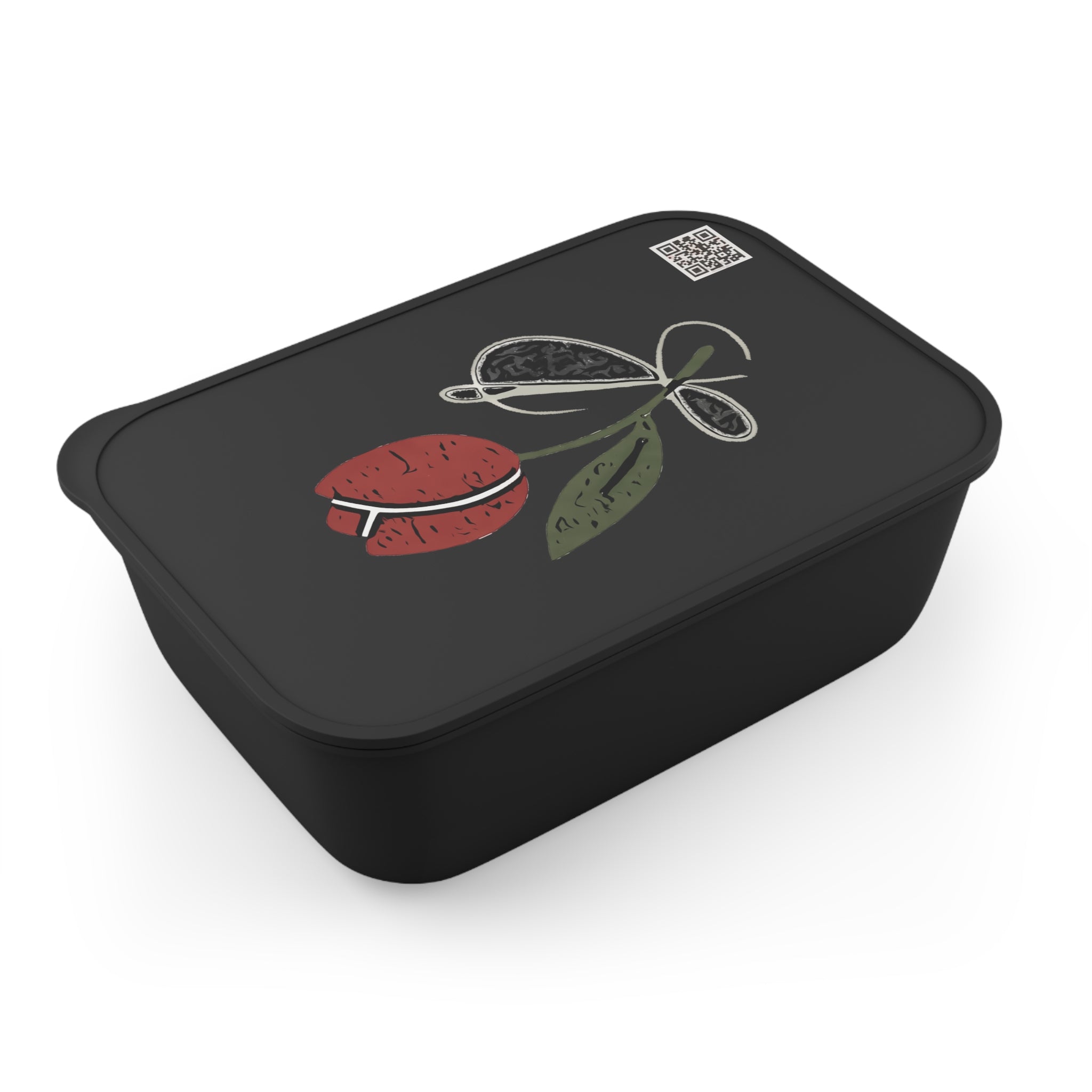Tulip & Thread Sketch logo PLA Bento Box with Band & Utensils — Eco-Friendly Lunch Container