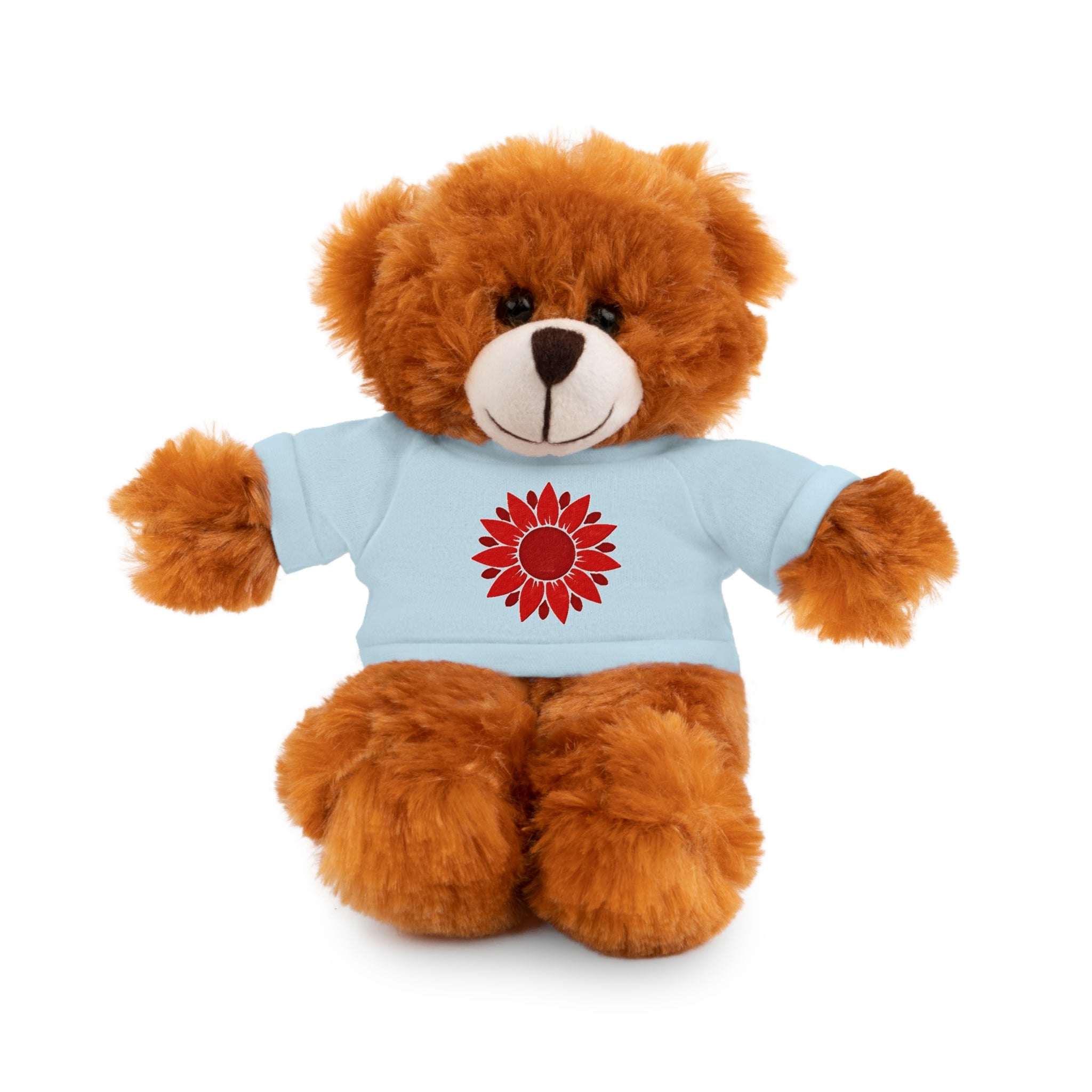 Red Petal Project logo Stuffed Bear with Custom Tee - Perfect Gift for Kids, Birthdays, Baby Showers, Cuddly Companion, Fun Décor, Personalized Gift