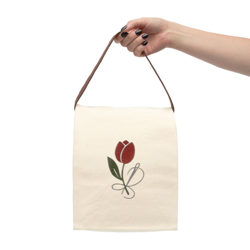 Canvas Lunch Bag — Tulip & Thread sketch logo Lunch Tote with Strap