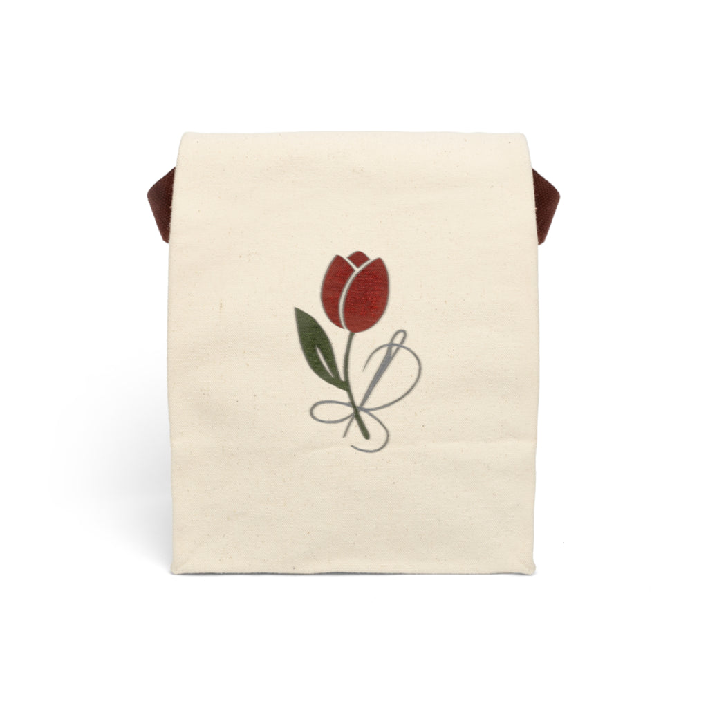 Canvas Lunch Bag — Tulip & Thread sketch logo Lunch Tote with Strap
