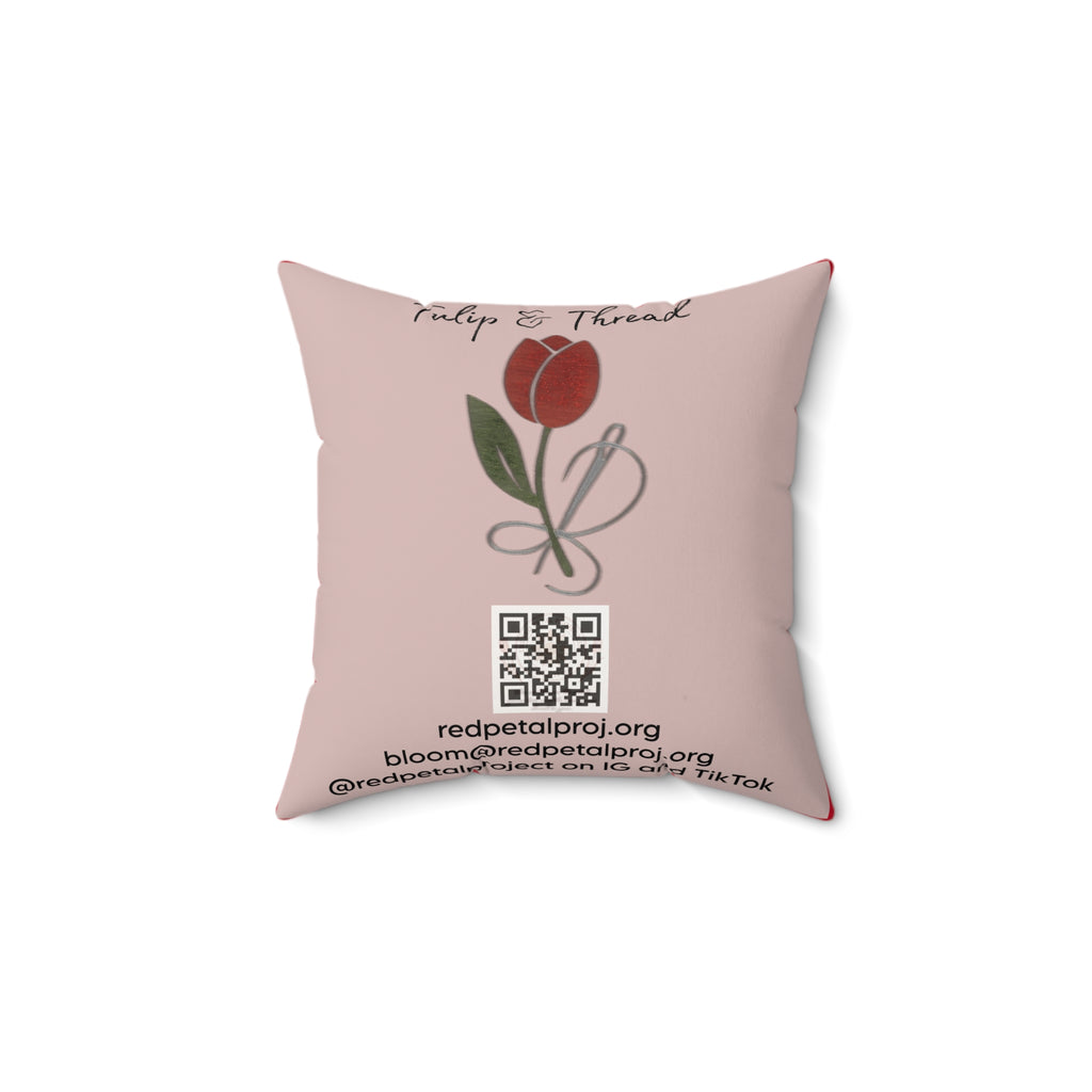 Chic Tulip & Thread Pillow for Home Decor, Tulip Design Cushion, Gift for Flower Lovers, Spring Decor, Cozy Living Room Accent